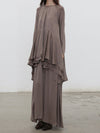 Mutedance 25 Autumn/Winter Flower-dyed Silk Round Neck Layered Long Sleeve Dress MD-MD25FW85-sand (MD25FW84)